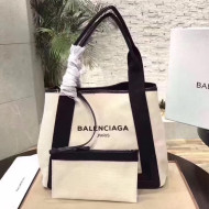 Balenciaga Denim Navy Cabas Small Bag White/Black 2017