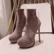 Casadei Elastic Suede Ankle Platform Boots Grey 2021