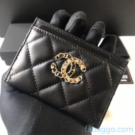 Chanel Quilted Lambskin Card Holder CHCH01 Black 2021
