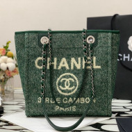 Chanel Deauville Mixed Fibers Small Shopping Bag Green 2021