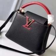 Louis Vuitton Taurillon Skin with Lizard Accents Capucines Mini Bag N94048 Noir Rouge 2018