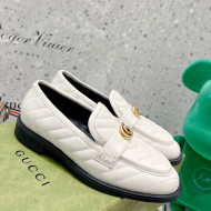 Gucci Leather Loafers with Double G White 2021 670399