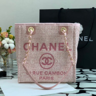 Chanel Deauville Mixed Fibers Small Shopping Bag Pink 2021