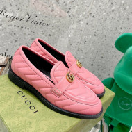 Gucci Leather Loafers with Double G Pink 2021 670399