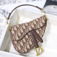 Dior Mini Saddle Bag in Brown Oblique Embroidered Canvas 2020