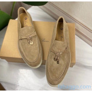 Loro Piana Suede Calfskin Summer Charms Walk Moccasin Loafers Coffee 2020