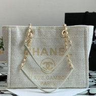 Chanel Deauville Mixed Fibers Medium Shopping Bag A67001 White/Gold 2021