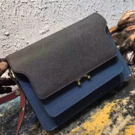 Marni Trunk Bag In Saffino Calfskin Grey/Blue 2018