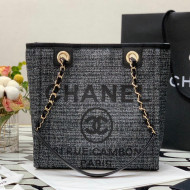 Chanel Deauville Mixed Fibers Small Shopping Bag Black/Gray 2021