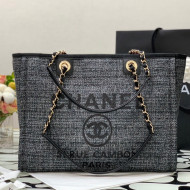 Chanel Deauville Mixed Fibers Medium Shopping Bag A67001 Black/Gray 2021