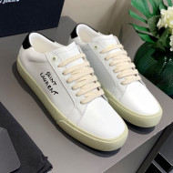 Saint Laurent White Embroidered Calfskin Sneakers Black 2021 09