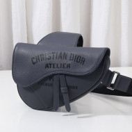Dior Men's Saddle Bag in Dark Gray Grained Calfskin with 'Christian Dior Atelier' Signature 2020