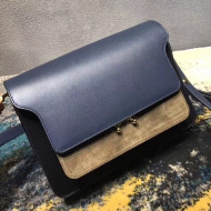 Marni Trunk Bag In Suede Leather/Smooth Calfskin Blue/Grey/Black 2018