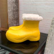 Bottega Veneta The Puddle Rubber Wool Short Boots Yellow 2021