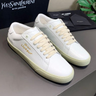 Saint Laurent White Embroidered Calfskin Sneakers Gold 2021 10