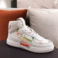 Valentino VL7N Calfskin High-Top Sneaker with Print Bands White/Multicolor 03 2021