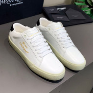 Saint Laurent White Embroidered Calfskin Sneakers Black/Gold 2021 11
