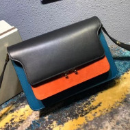 Marni Trunk Bag In Suede Leather/Smooth Calfskin Black/Orange/Blue 2018