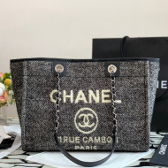 Chanel Deauville Mixed Fibers Medium Shopping Bag A67001 Black/White 2021