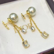 Dior Tribales Crystal Pearl Earrings Gold/White 2021