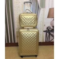 Chanel Quilting Trolley Luggage Bag Gold 2018
