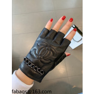 Chanel Lambskin Chain Gloves Black 2021 102914