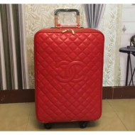 Chanel CC Quilting Trolley Luggage Bag Red 2018