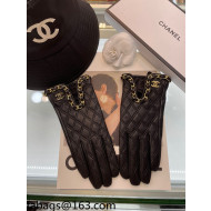 Chanel Lambskin Chain Gloves Black 2021 102915