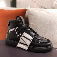 Valentino VL7N Calfskin High-Top Sneaker with Print Bands Black/White 06 2021