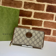 Gucci GG Canvas Zip Around Wallet with Interlocking G ‎673003 Beige/Brown 2022