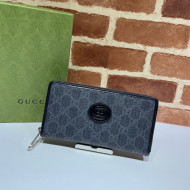 Gucci GG Canvas Zip Around Wallet with Interlocking G ‎673003 Black 2022