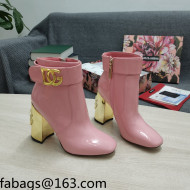 Dolce & Gabbana DG Patent Leather Ankle Short Boots 10.5cm Light Pink/Gold 2021 111536