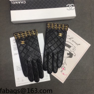 Chanel Lambskin Chain Gloves Black 2021 102917