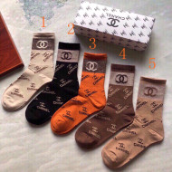 Chanel Logo Allover Cotton Socks 5 Colors 2021