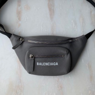 Balenciaga Logo Leather Mini Belt Bag Grey 2019