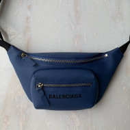 Balenciaga Logo Leather Mini Belt Bag Dark Blue 2019