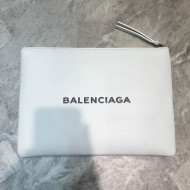 Balenciaga Litchi-Grained Leather Small Pouch White 2021