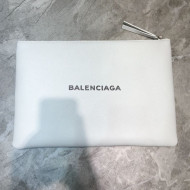 Balenciaga Litchi-Grained Leather Large Pouch White 2021