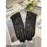 Chanel Lambskin Chain Gloves Black 2021 102925