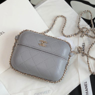 Chanel Lambskin Clutch with Chain AP2207 Gray 2021