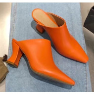 Bottega Veneta Lambskin ALMOND MULES with Curved Heel Orange 2020
