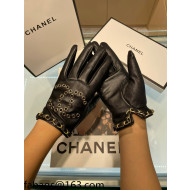 Chanel Lambskin Chain Gloves Black 2021 102927