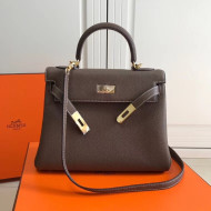 Hermes Kelly 25cm/28cm/32cm Togo Leather Bag Etoupe(Gold Hardware)