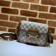 Gucci Horsebit 1955 Mini Bag in GG Supreme Canvas With Green and red Web Strap 658574 Brown 2021