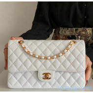 Chanel Quilted Grained Calfskin Medium Classic Flap Bag A01112 Original Quality White/Gold 2021