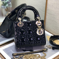 Dior Lady Dior Mini Bag in Patent Leather Black/Gold 2022 8203  