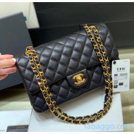 Chanel Quilted Grained Calfskin Medium Classic Flap Bag A01112 Original Quality Black/Gold 2021