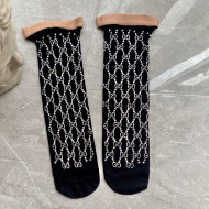 Gucci Black Medium Socks White Crystal 2021