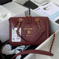 Chanel Calfskin Small Bowling Bag AS2749 Burgundy 2021