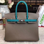 Hermes Original Multicolor Togo Leather Birkin 25/30/35 Handbag Mink/Paon (Gole-tone Hardware)